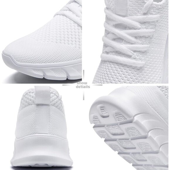 Women White Running Tennis Walking Lightweight Shoes Slip On Workout Sneakers - Picture 5 of 7